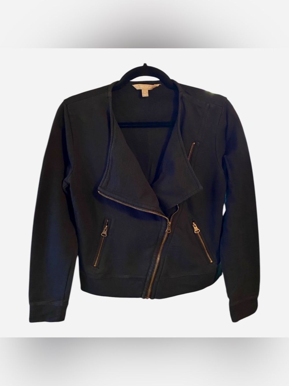 Banana Republic Black Knit Moto Jacket Asymmetrical Zip Size S